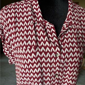 Jachs Burgundy and White Zigzag Shirt L